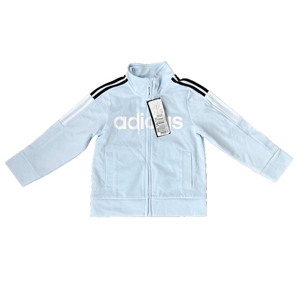 adidas Baby-Boys Zip Front Tricot Jacket , Light Blue/Black Size 24 Months - Picture 2 of 9